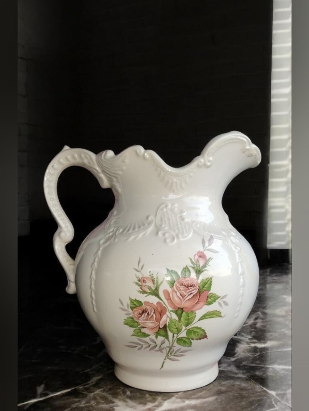 Vintage 1970s Arnel's Pottery Ceramic Pink Rose Water Pitcher –